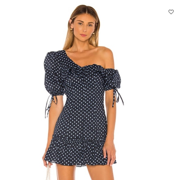 MAJORELLE Navy Polka Dot Mini Dress - Picture 1 of 12